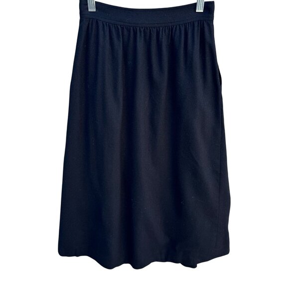 Vintage Womens Black 4P Preppy Minimalist Mid-Length Pleated Lined Skirt Pockets - Picture 4 of 9